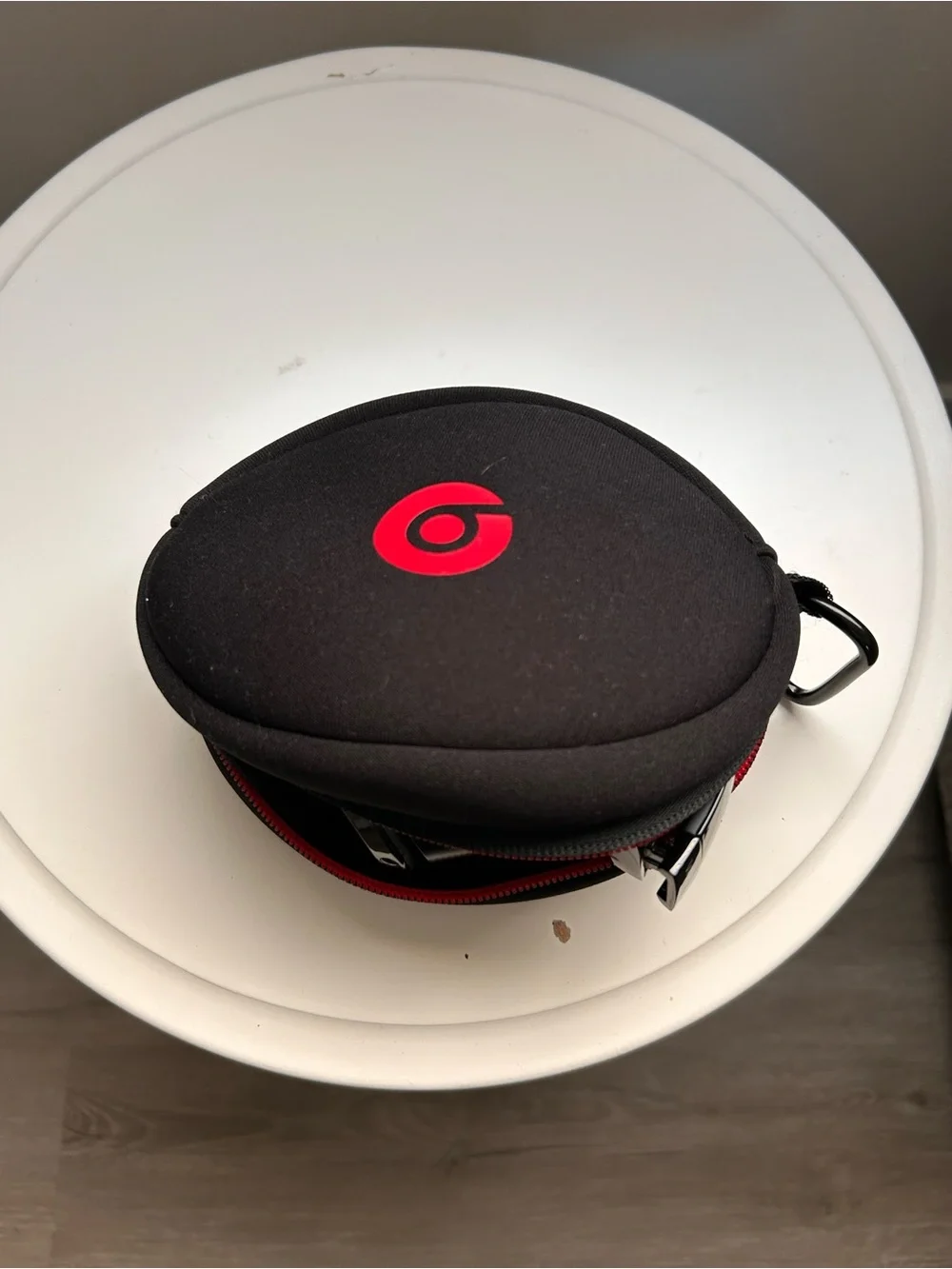 Beats Black and Red Protective Headphone Case with Carabiner